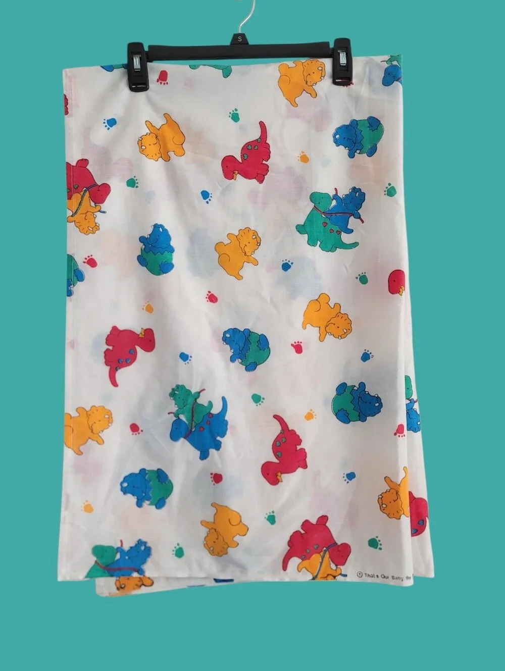 VTG Colorful Dinosaur That's Our Baby Princess Fabrics Crib Sheet 80s/90s